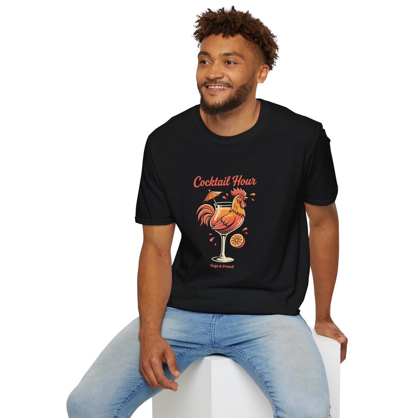 Cocktail Hour Rooster T-Shirt — Funny Bar & Happy Hour Graphic Tee