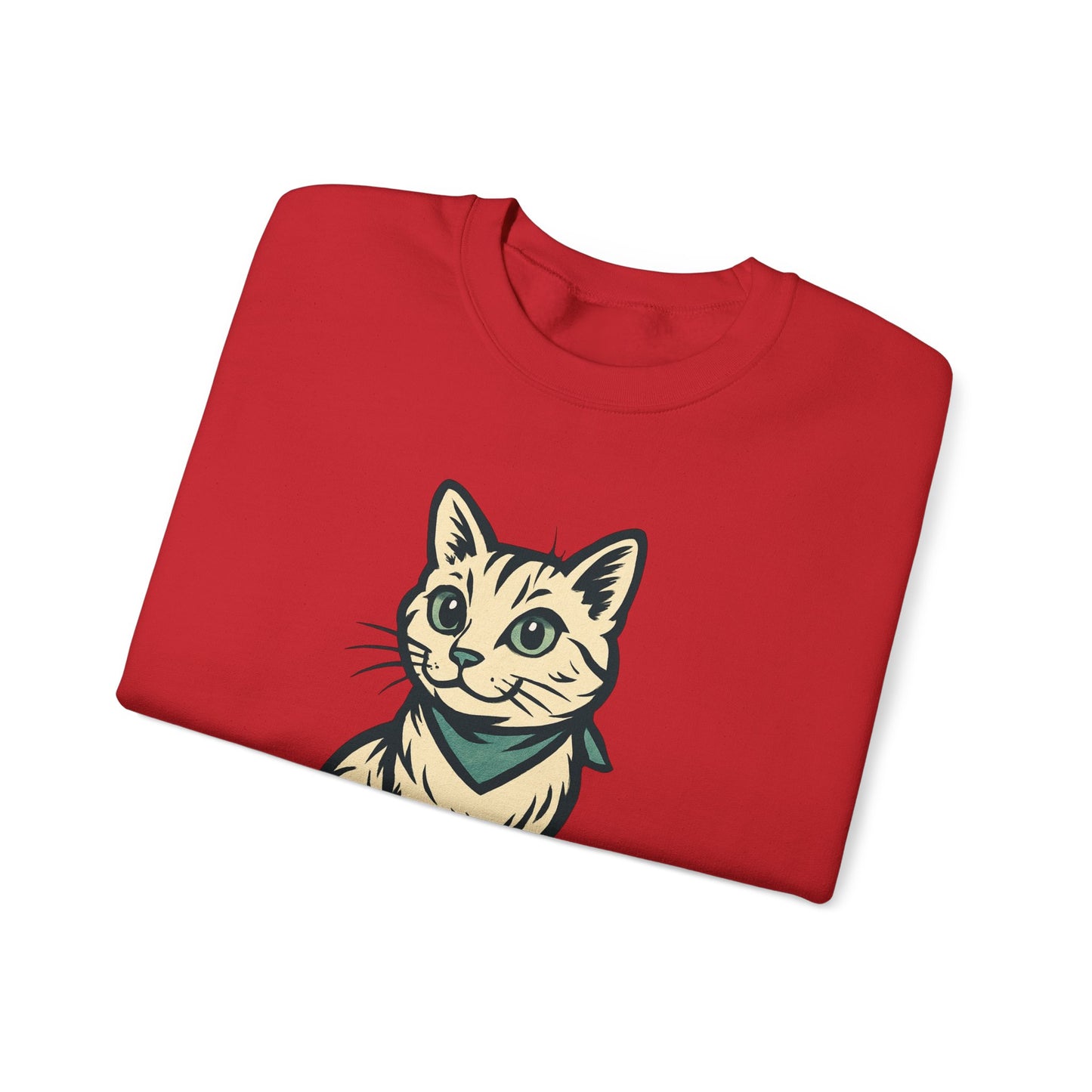 Cute Kitten Pullover Sweatshirt — Vintage Cat Illustration Crewneck