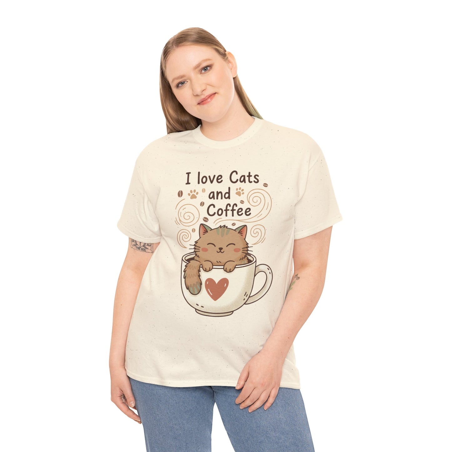 Cat and Coffee T‑Shirt — "I Love Cats and Coffee" Cute Cat in Mug Tee