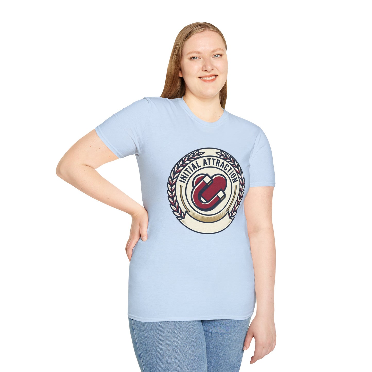 Initial Attraction T-Shirt — Retro Badge Heart Design