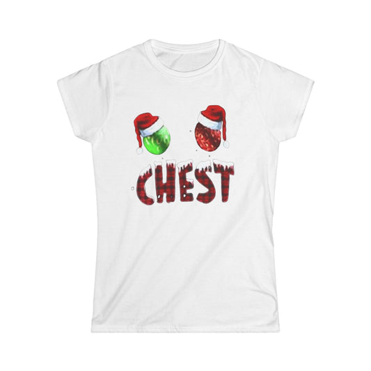 Chest Christmas Tee — Festive Ornaments & Santa Hats Holiday Shirt