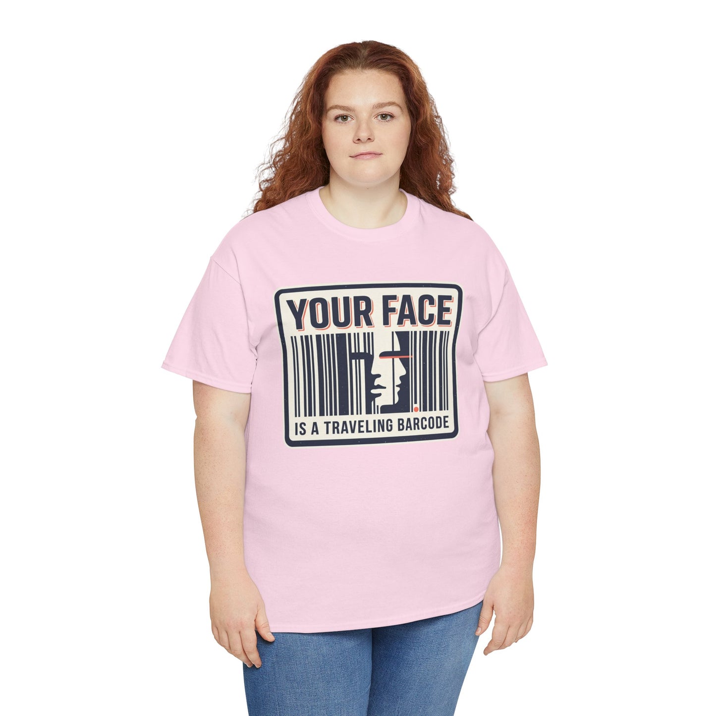 "Your Face Is a Traveling Barcode" Graphic Tee
