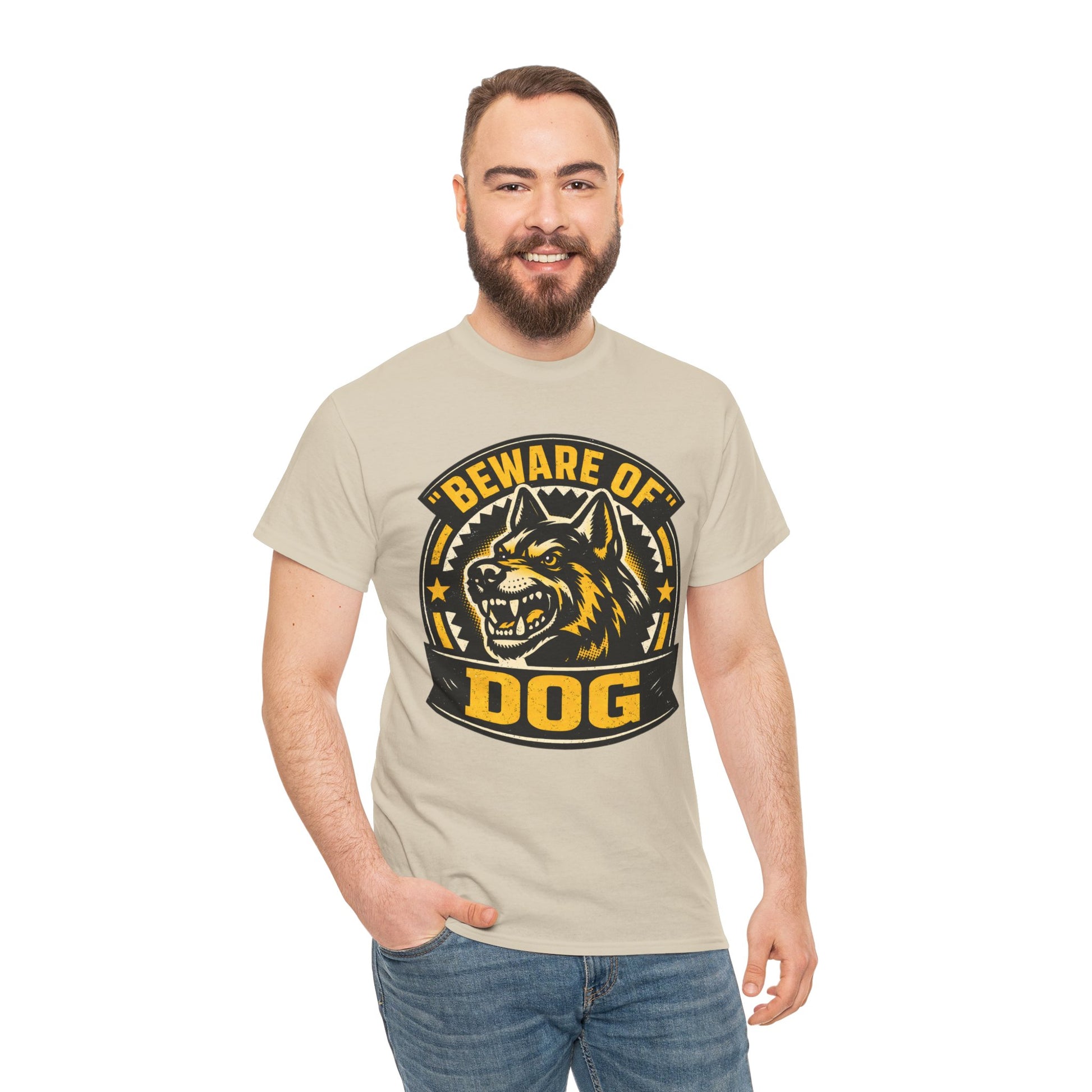 Beware of Dog T-Shirt — Retro Aggressive Dog Warning Graphic Tee Printify