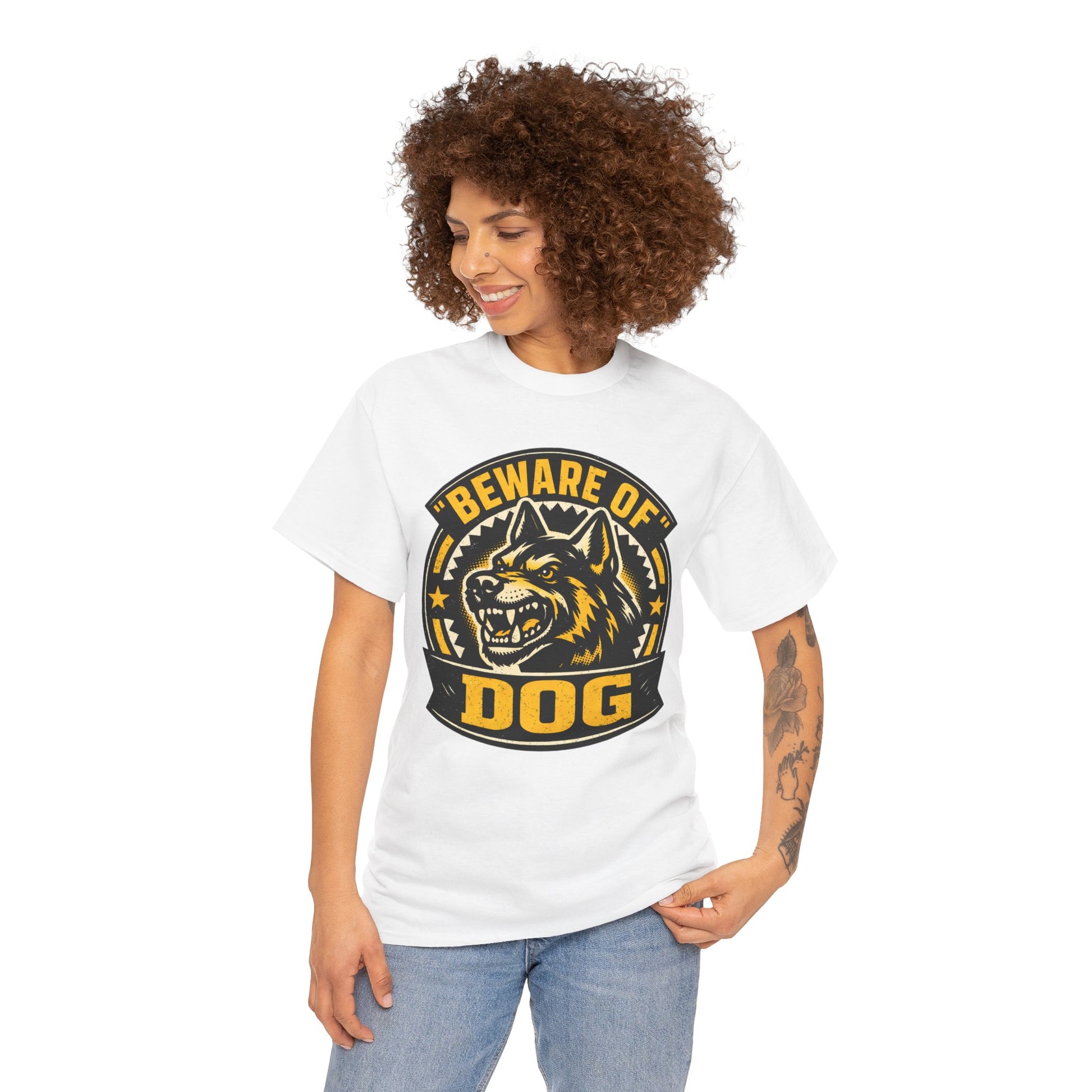 Beware of Dog T-Shirt — Retro Aggressive Dog Warning Graphic Tee Printify