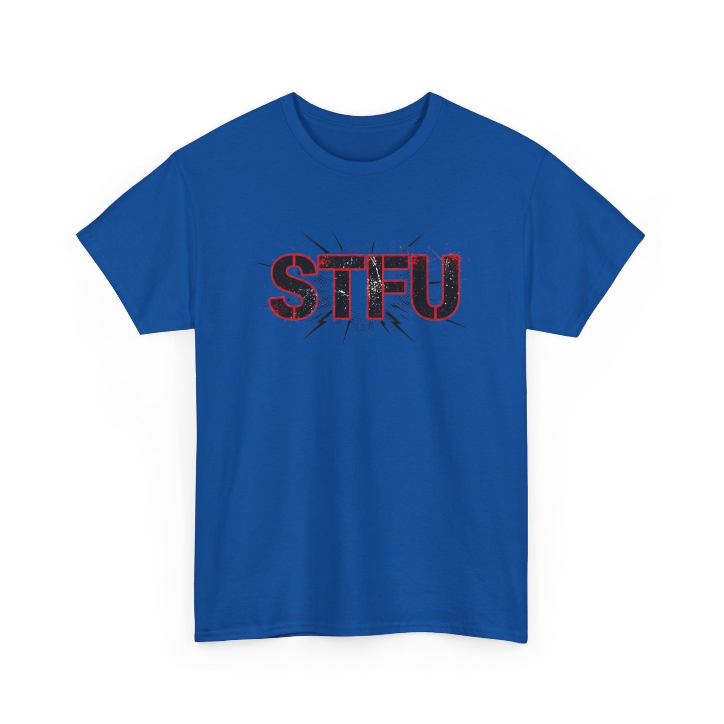 STFU Graphic Tee — Bold Distressed Text Shirt for Statement Style Printify