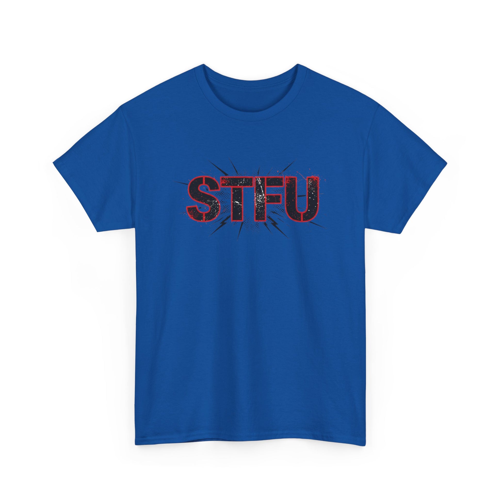 STFU Graphic Tee — Bold Distressed Text Shirt for Statement Style Printify