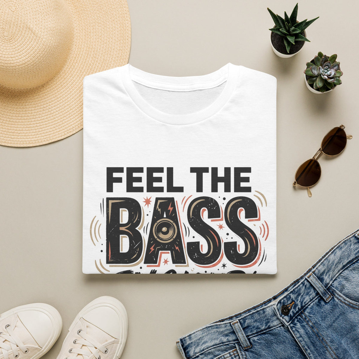 Feel the Bass In Your Face T-Shirt — Graphic Music Lover Tee