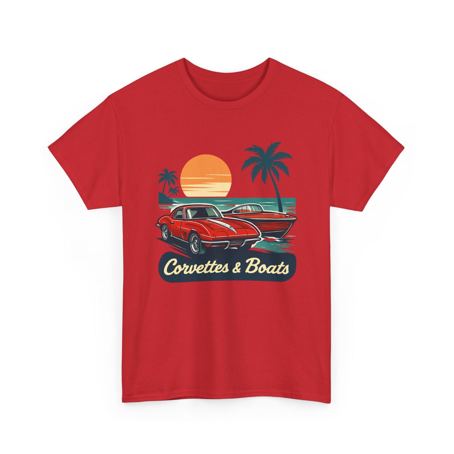 Corvettes & Boats Retro Sunset T‑Shirt