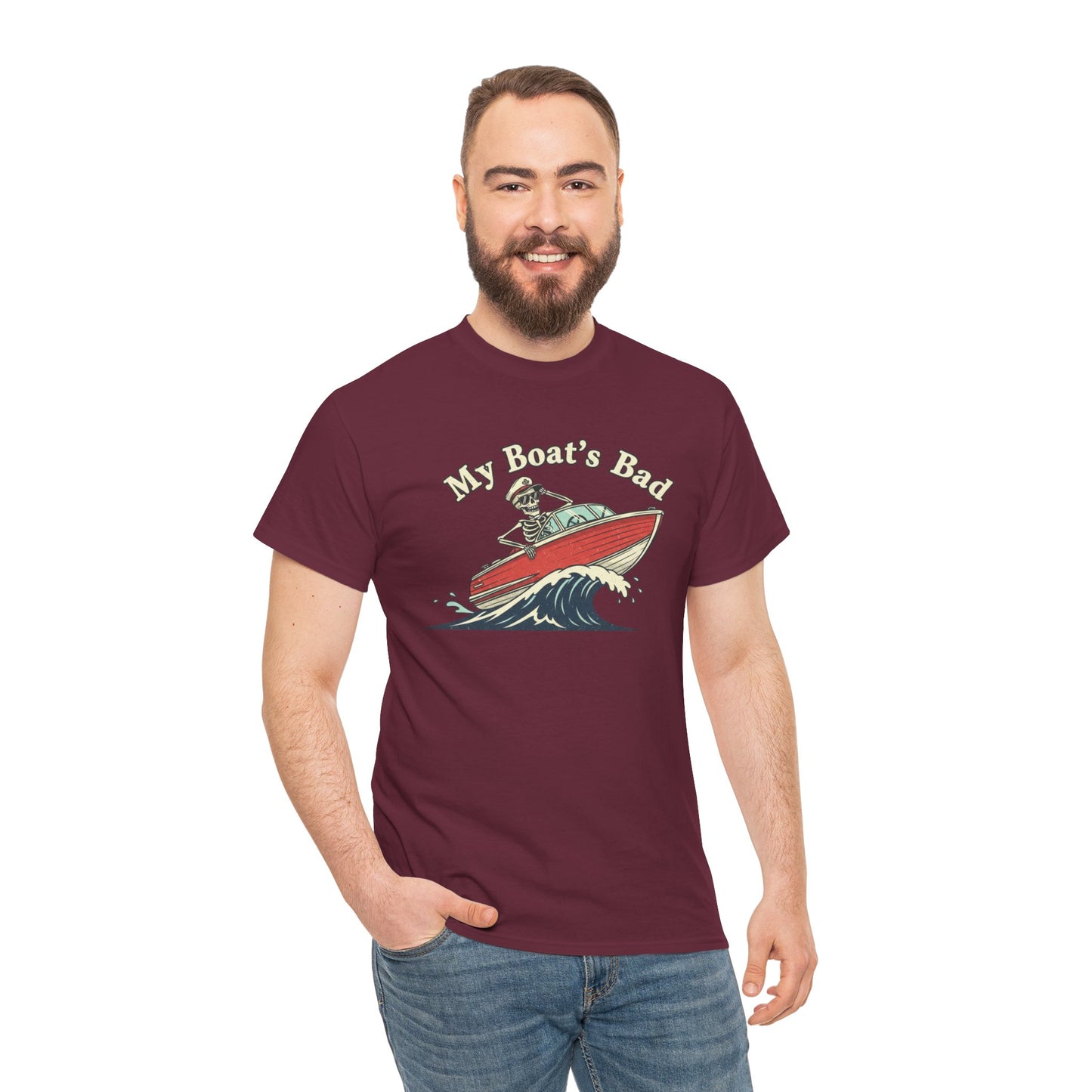 Boat Dad T‑Shirt – “My Boat's Bad” Funny Boating Tee for Dads & Fishermen