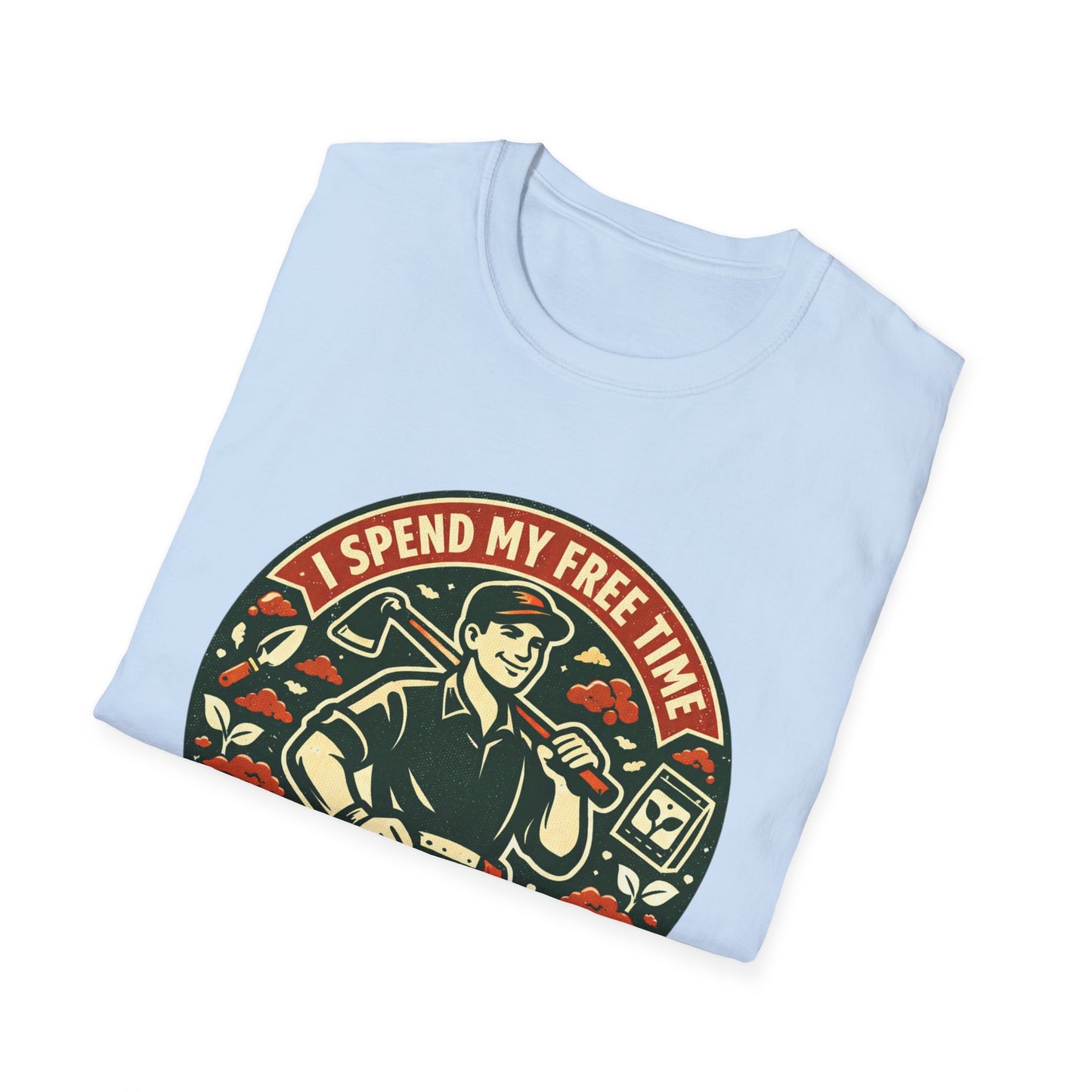 Gardener T-Shirt — “I Spend My Free Time With Hoes & Dirt Bags” Retro Gardening Tee