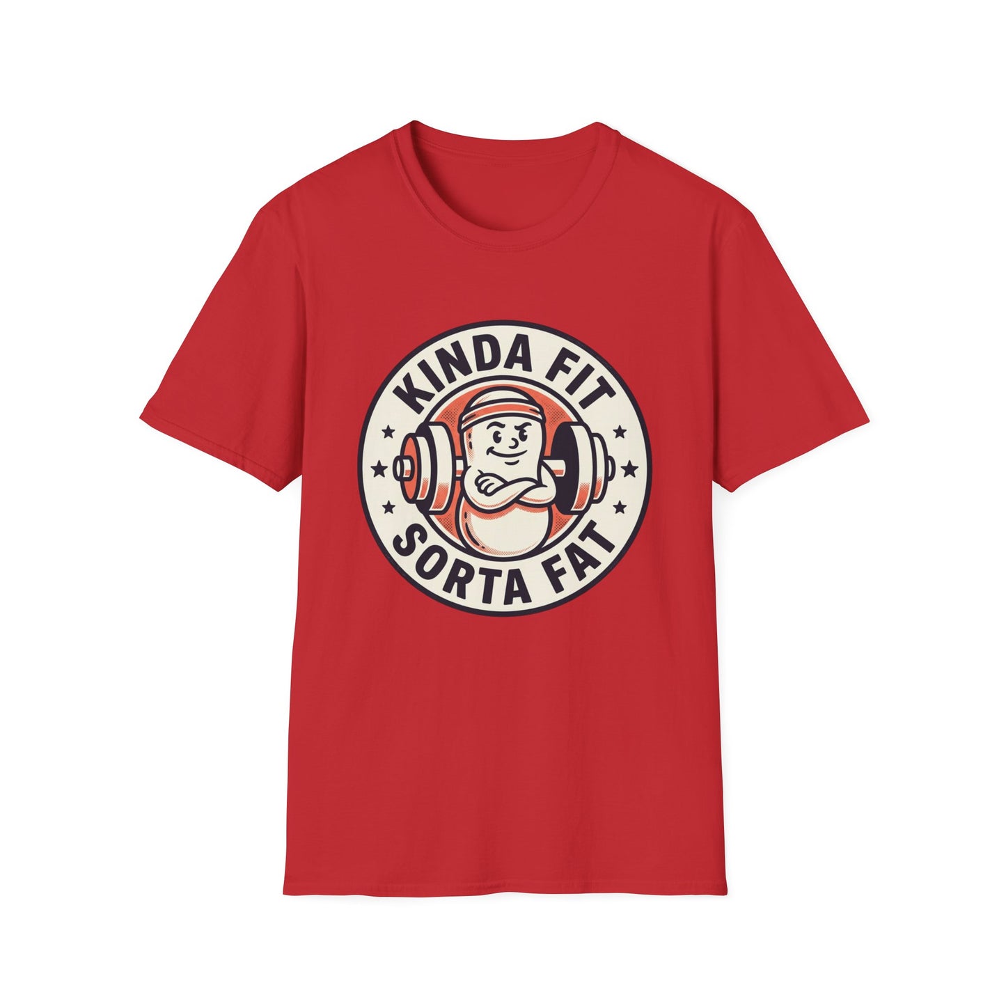 Kinda Fit Sorta Fat Funny Gym T-Shirt — Humorous Weightlifting Tee