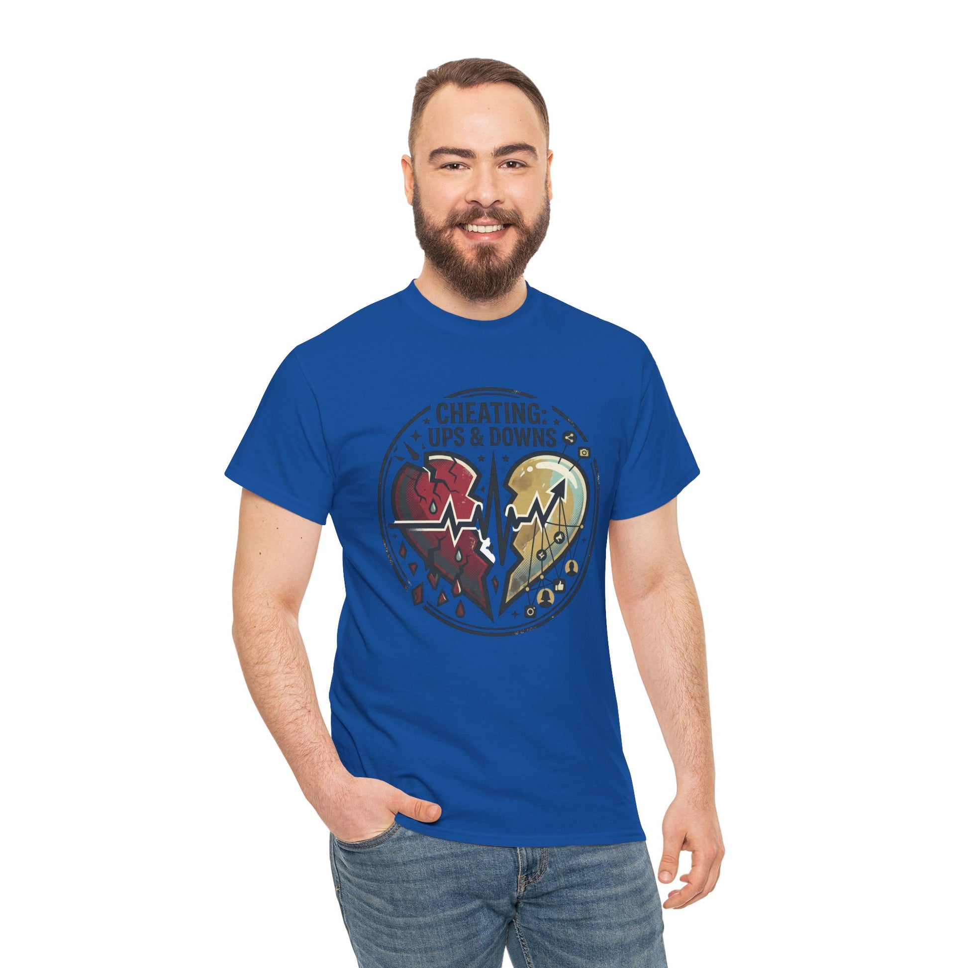 Cheating: Ups & Downs Broken Heart Graphic Tee Printify