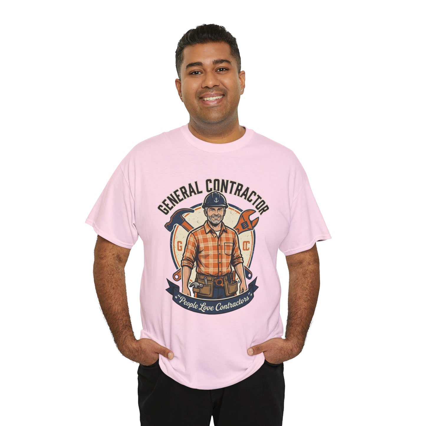 General Contractor T-Shirt — Vintage Construction Worker Logo Tee Printify