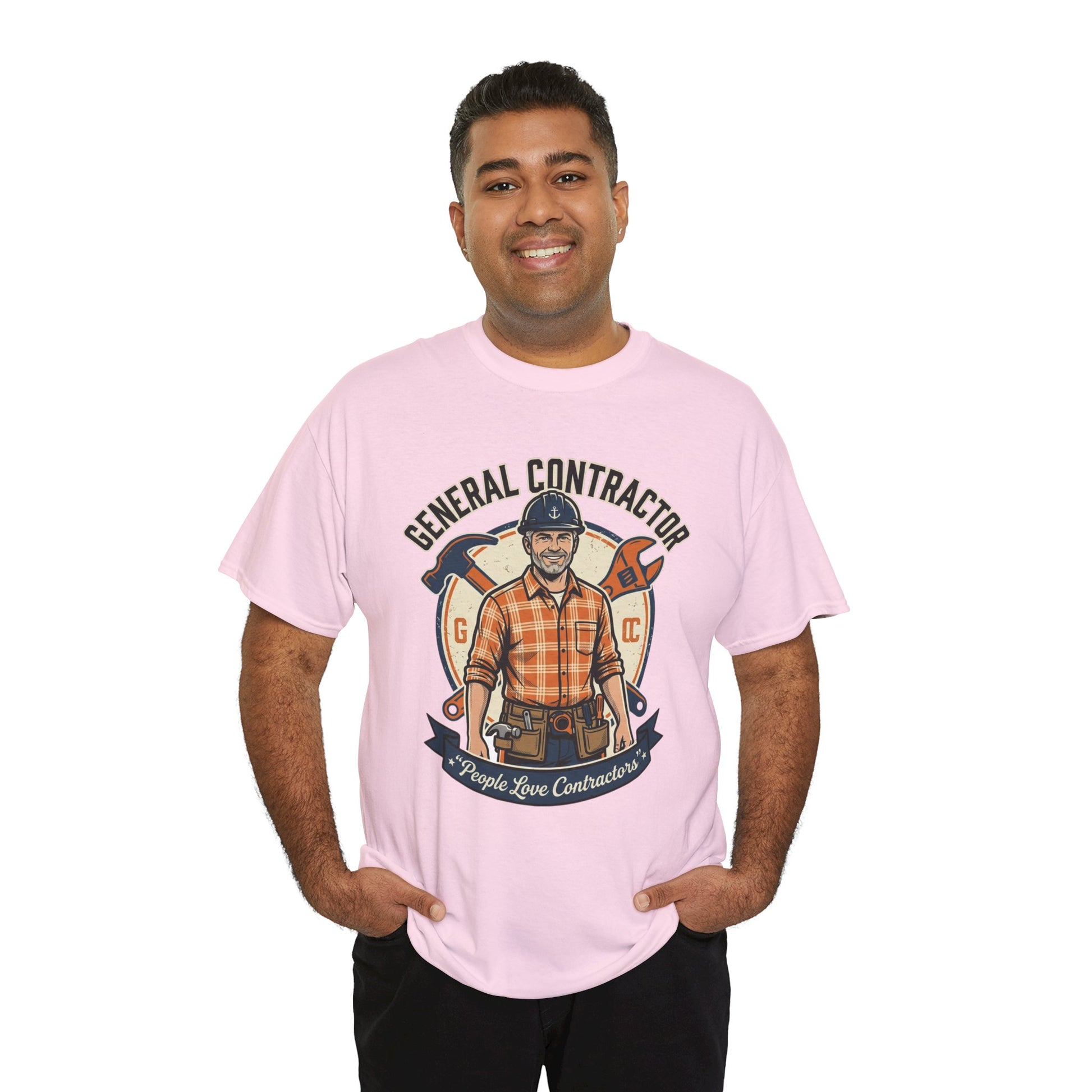 General Contractor T-Shirt — Vintage Construction Worker Logo Tee Printify