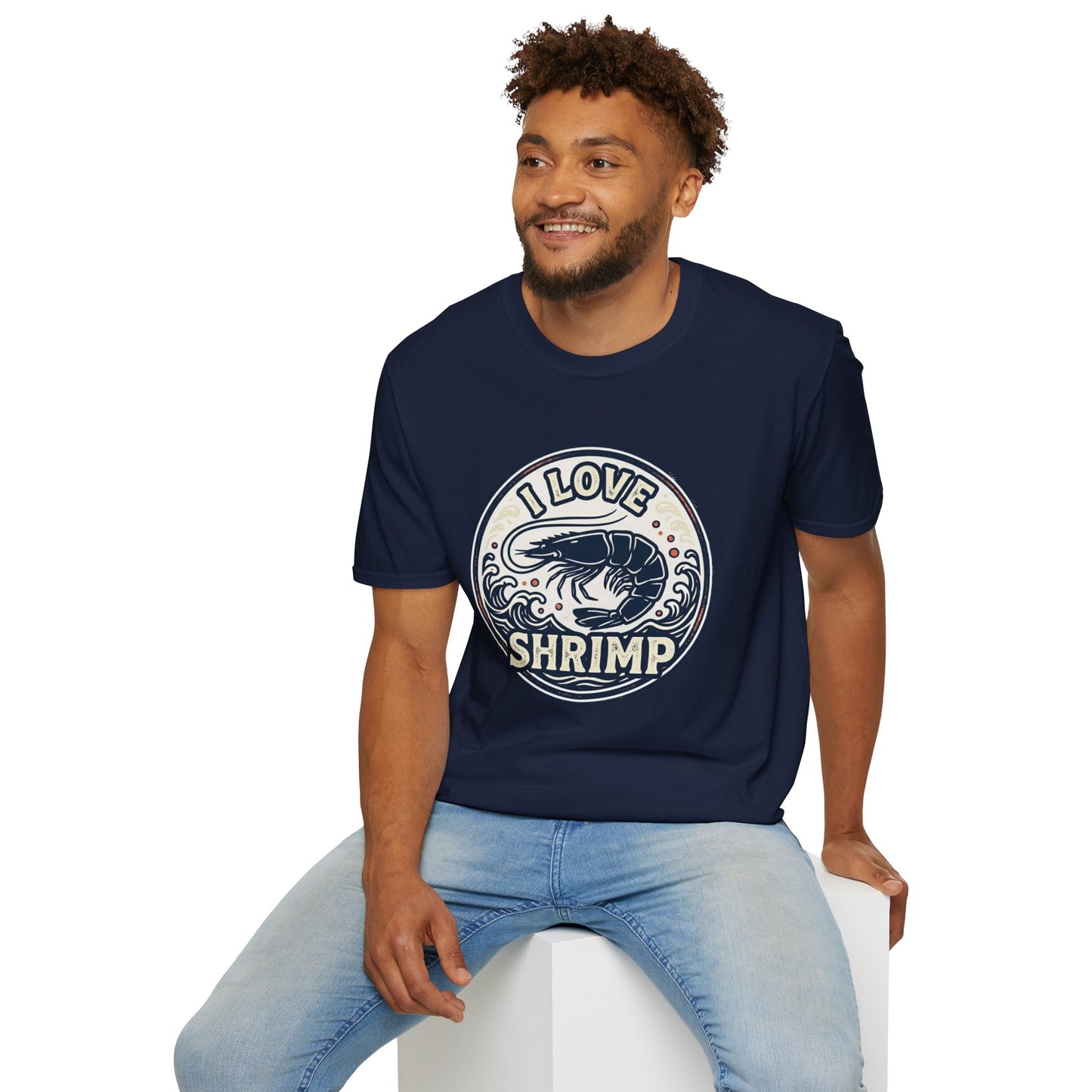 I Love Shrimp T-Shirt — Retro Seafood Crew Tee