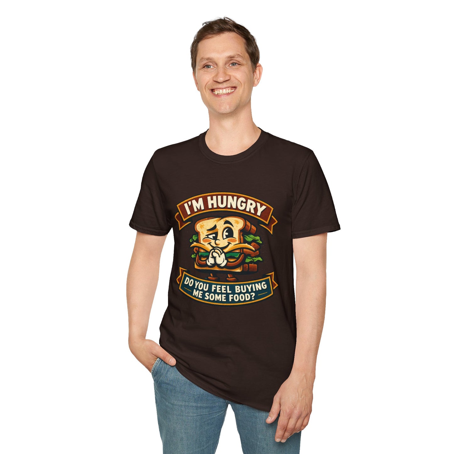 I'm Hungry Burger Graphic T-Shirt — "Do You Feel Buying Me Some Food?" Funny Foodie Tee