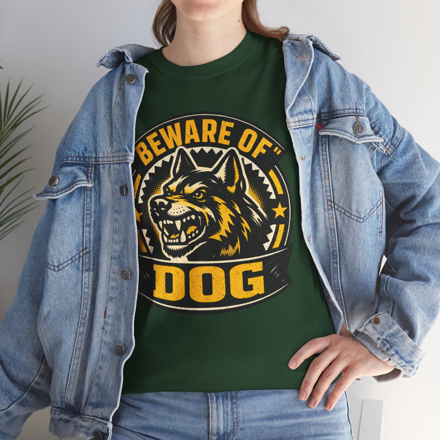 Beware of Dog T-Shirt — Retro Aggressive Dog Warning Graphic Tee Printify