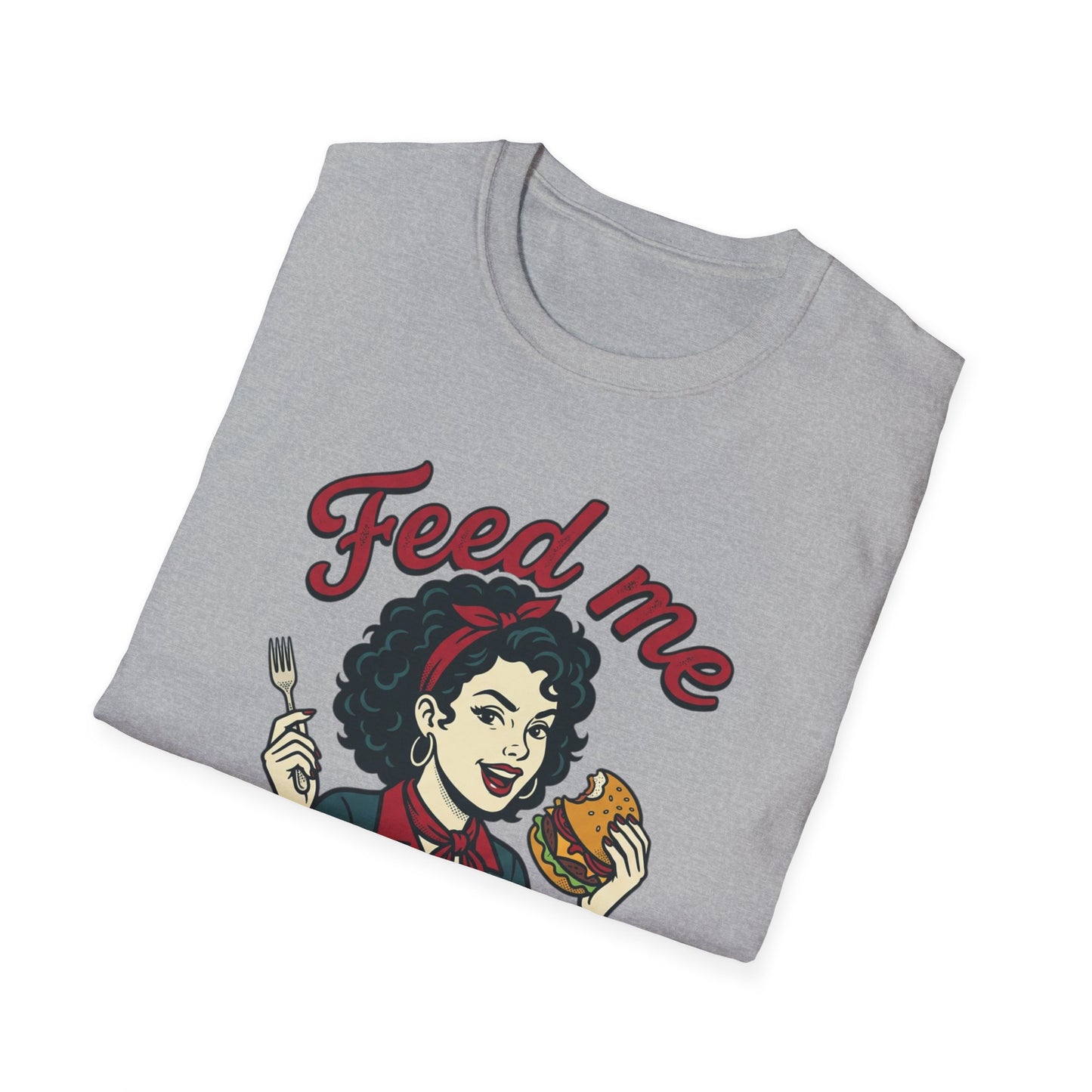 Feed Me Eat Me T-Shirt — Retro Pinup Burger Graphic Tee Printify