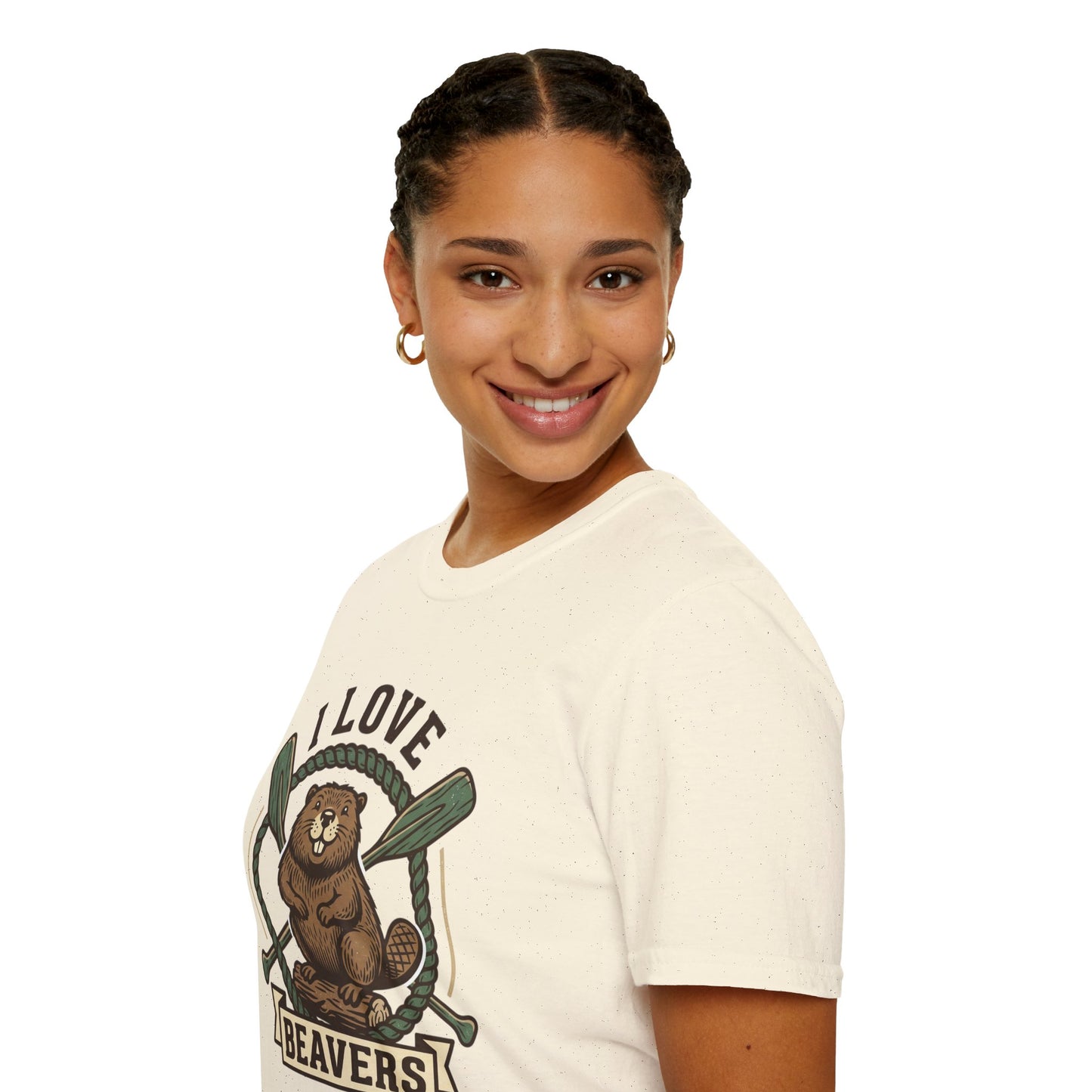 I Love Beavers T-Shirt — Cute Vintage Beaver Graphic Tee with Oars